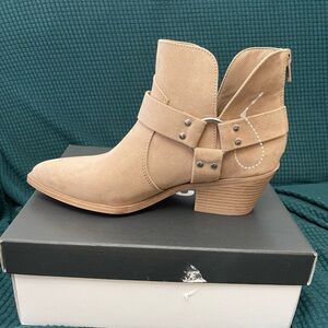 Tan Ankle Boots with Buckle Detail